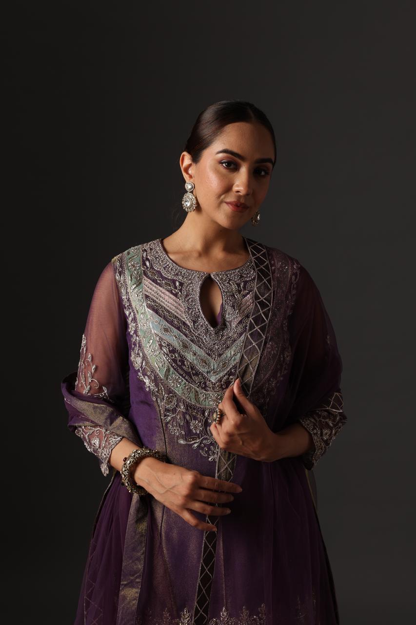Royal Plum Sharara Set