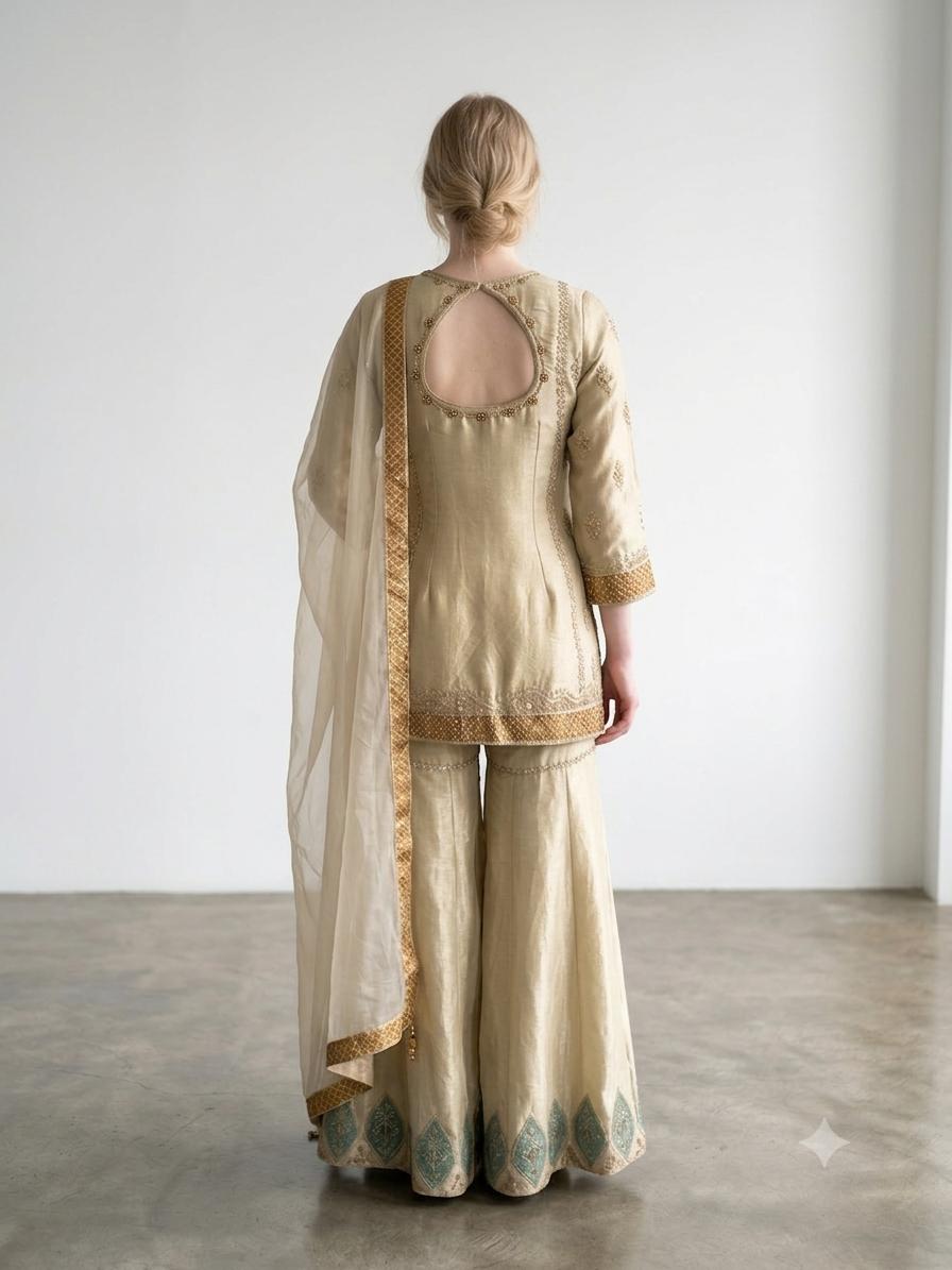 Ivory Color Sharara Set