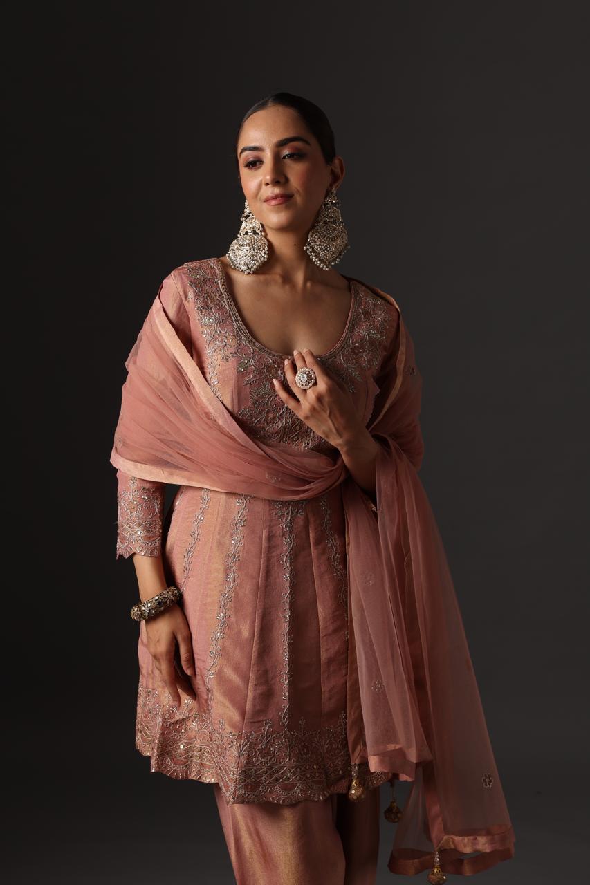 Dusty Rose Embroidered Salwar Suit Set