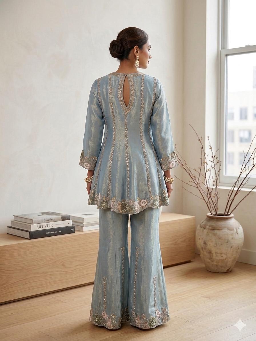Sky Blue Sharara Set