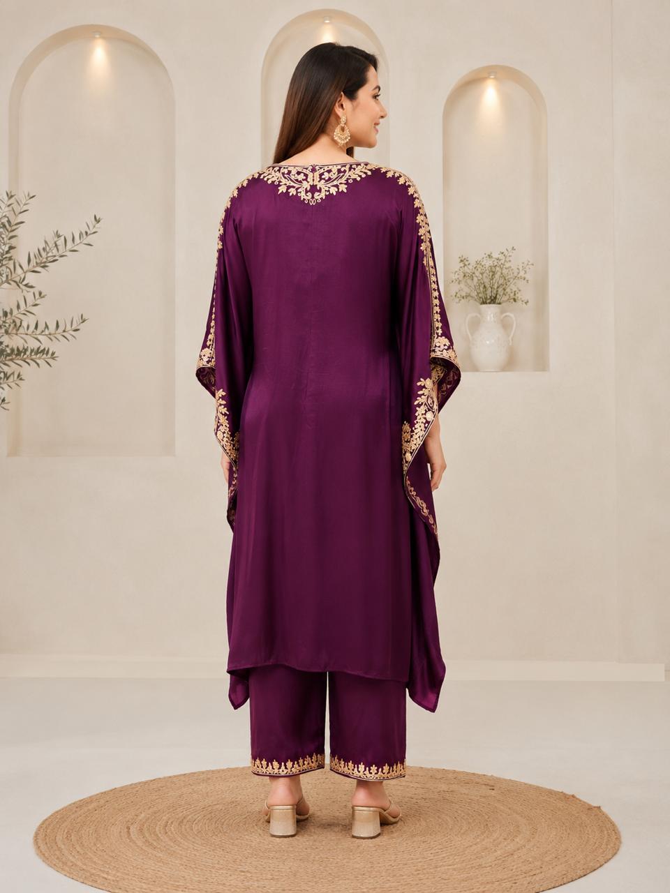 Royal Plum Embroidered Kaftan