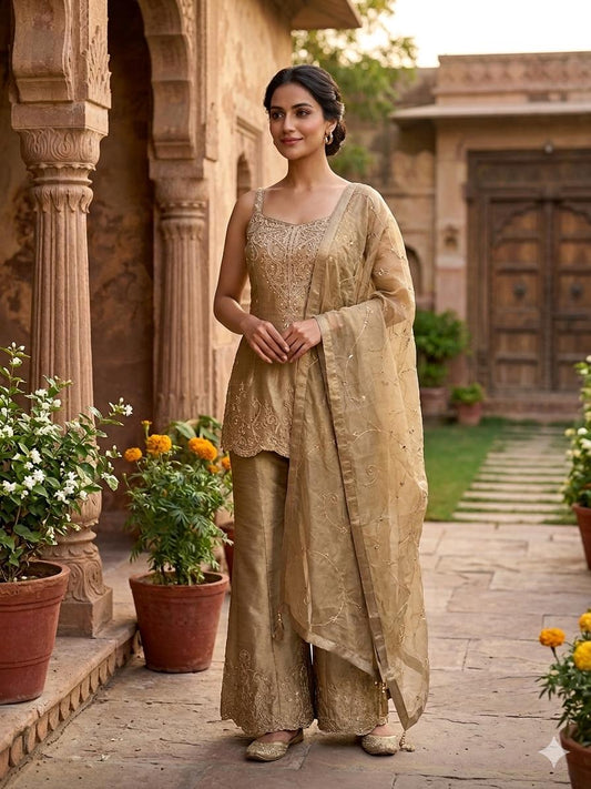 Antique Gold Sharara Set