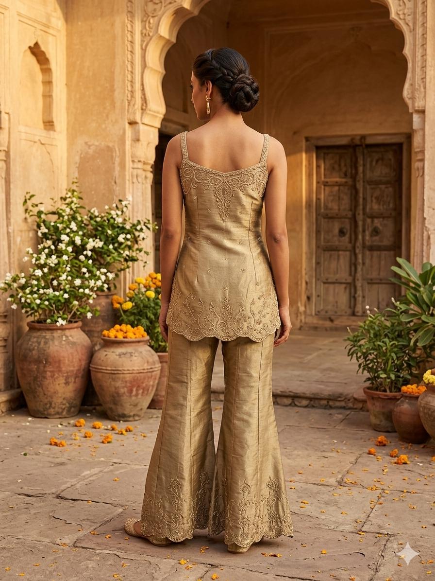 Antique Gold Sharara Set