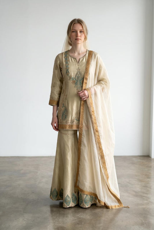 Ivory Color Sharara Set