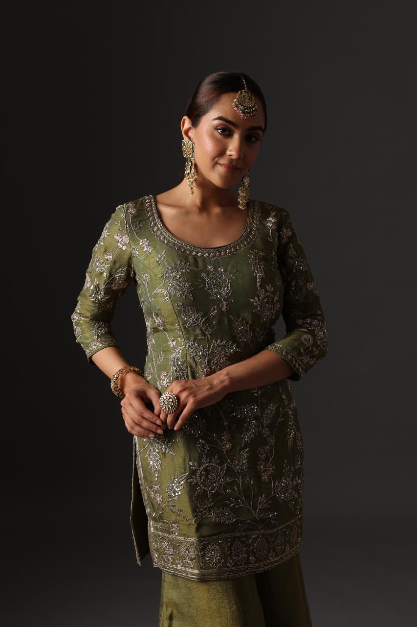 The Emerald Blossom Sharara Set