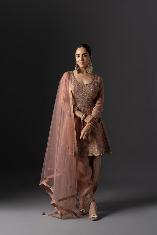 Dusty Rose Embroidered Salwar Suit Set