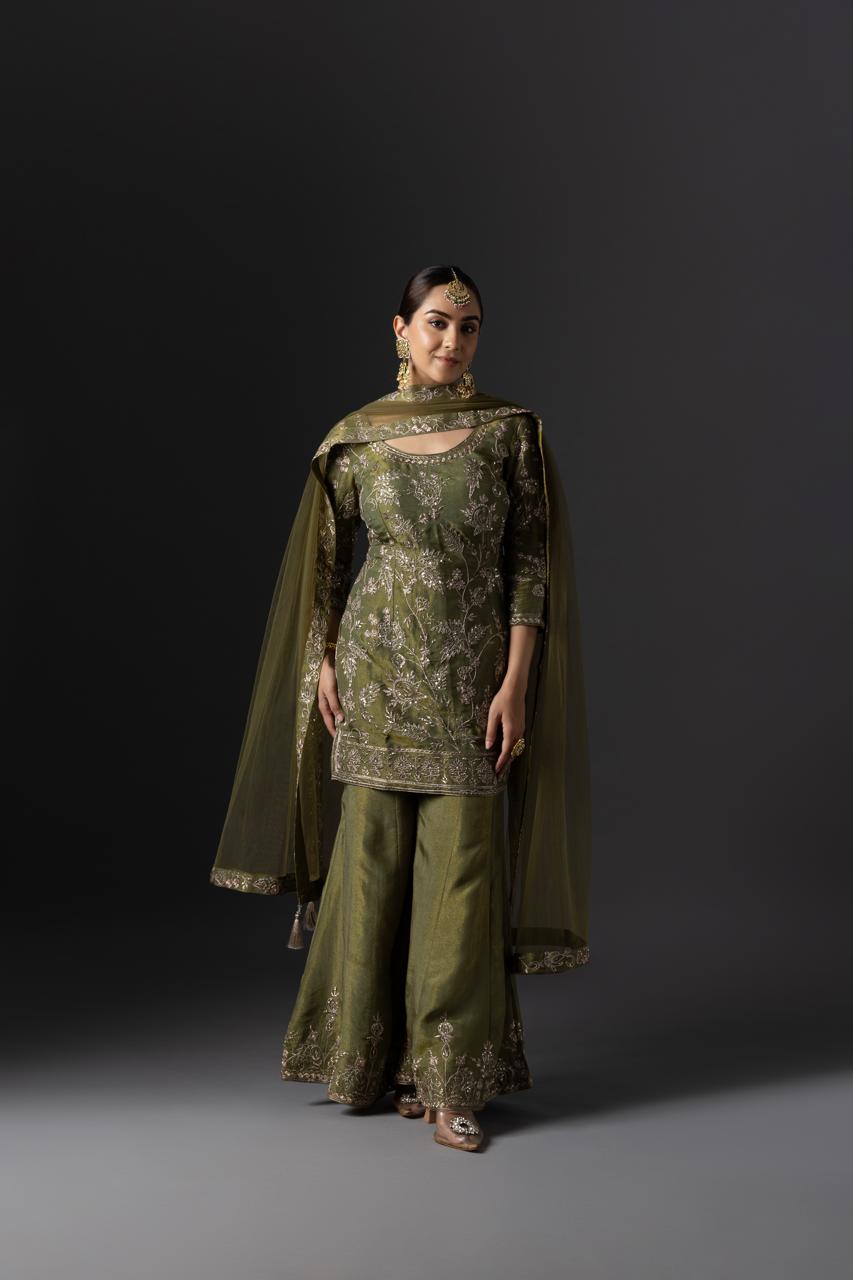 The Emerald Blossom Sharara Set