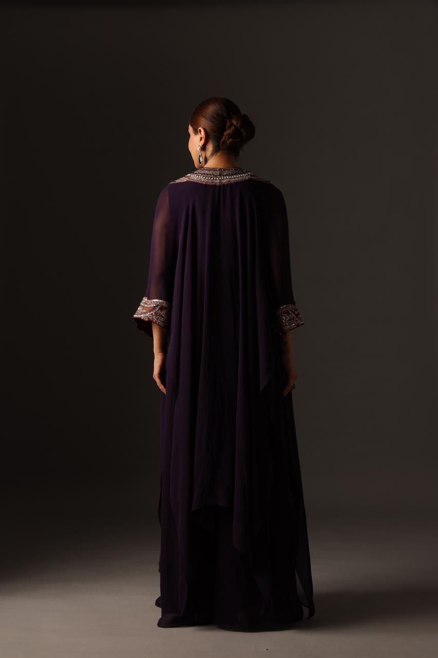 The Royal Aubergine Cape & Palazzo Set