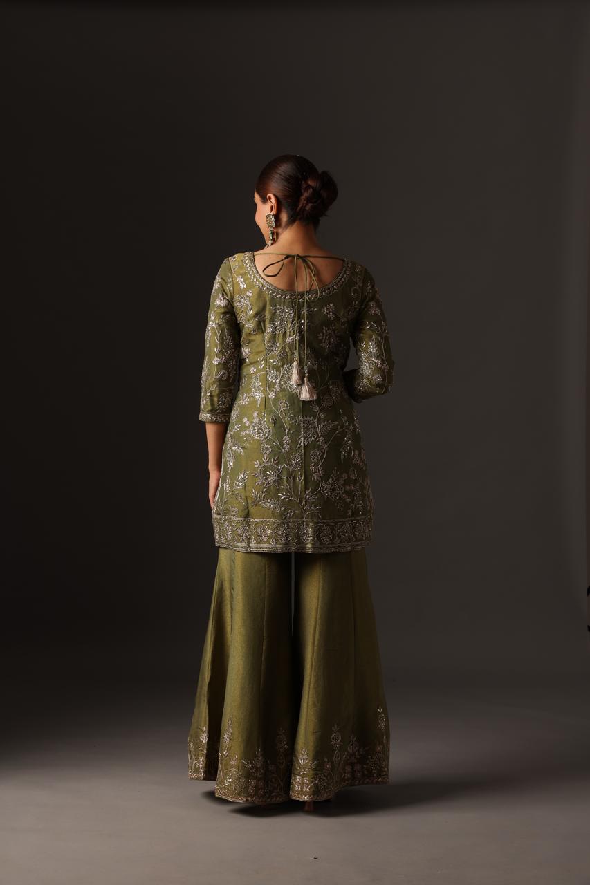 The Emerald Blossom Sharara Set