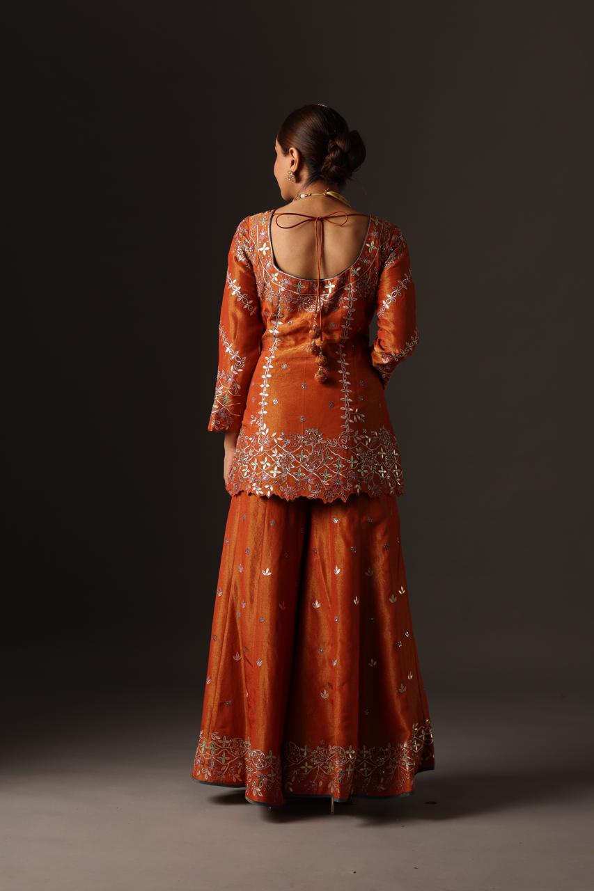 Rust Orange Sharara Set