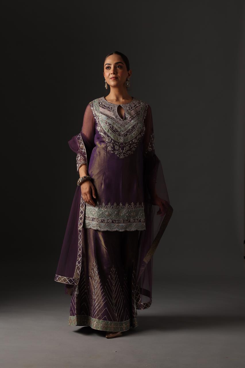 Royal Plum Sharara Set